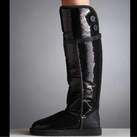 UGG Shoes - RARE🔥 Ugg Bailey Button Black Sequin OTK Boots